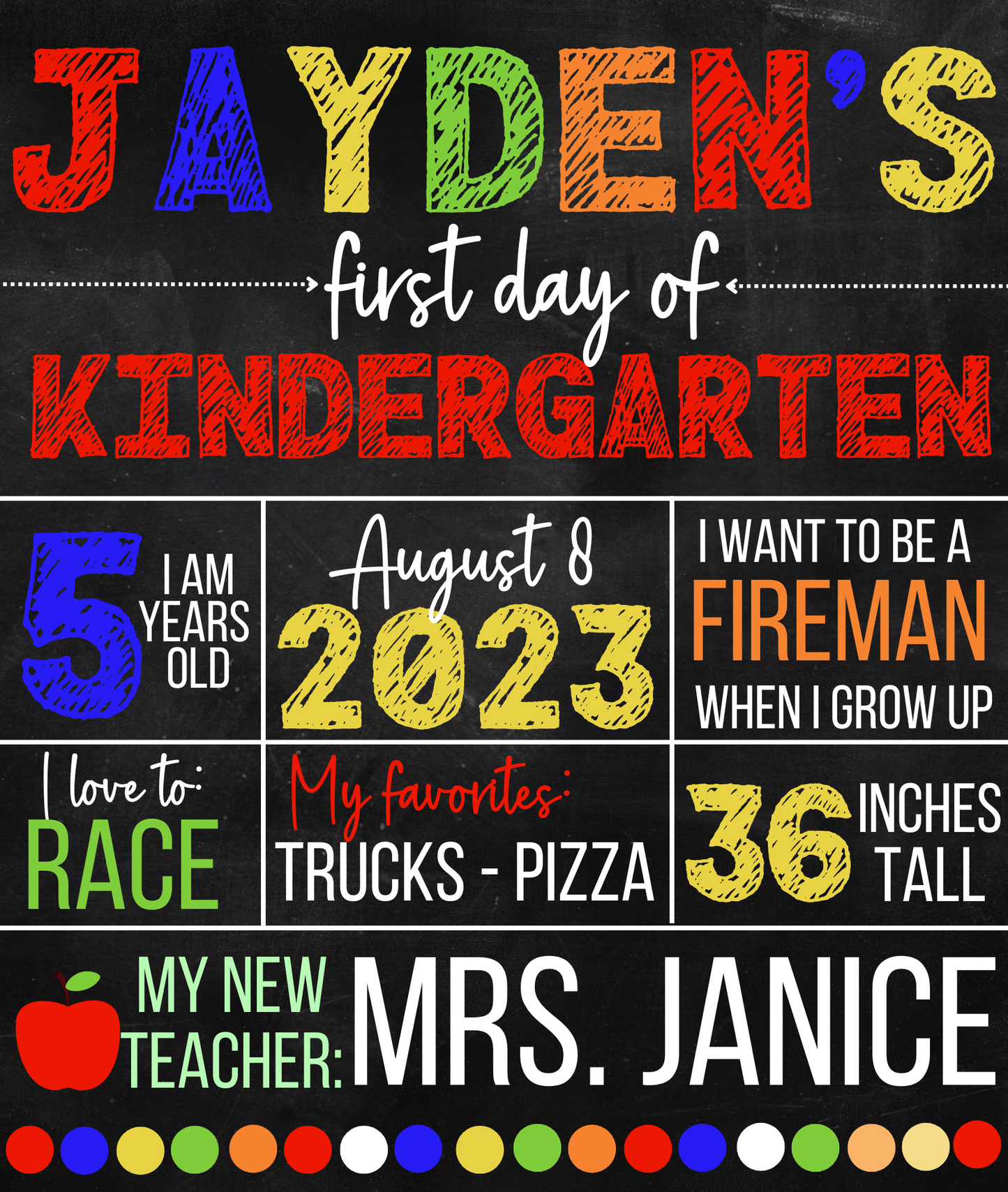 Custom "First Day Of..." Chalkboard Poster Boards