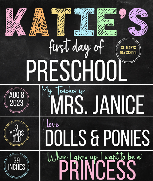 Custom "First Day Of..." Chalkboard Poster Boards